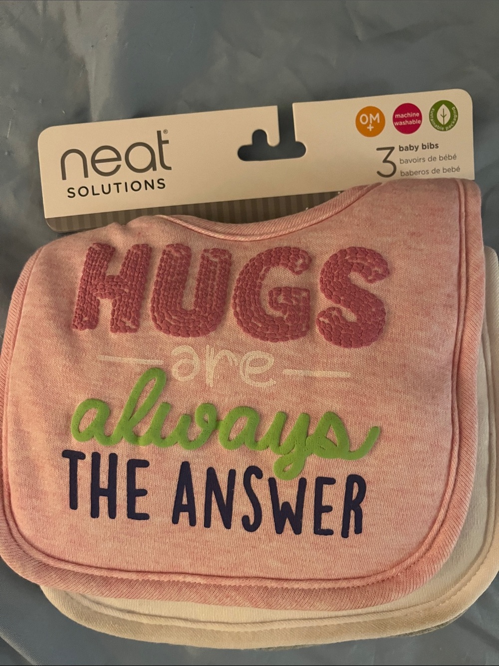 Carter's Pink Bibs with Green & Navy Accents (3-Pack)